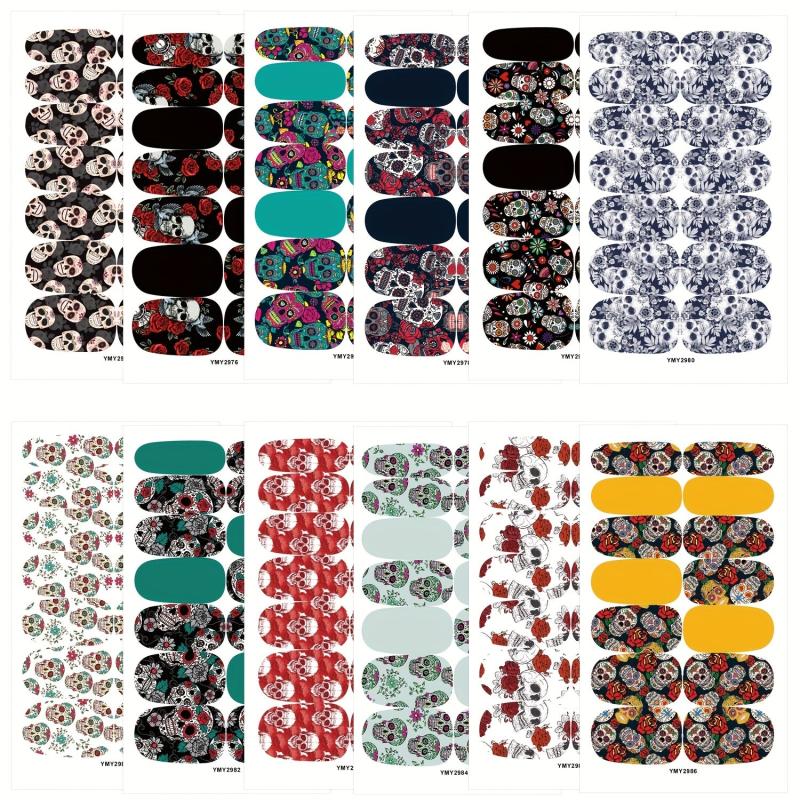 Skull Toenail Polish Stickers Self Adhesive Art Decal Strips