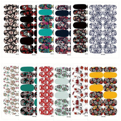 Skull Toenail Polish Stickers Self Adhesive Art Decal Strips
