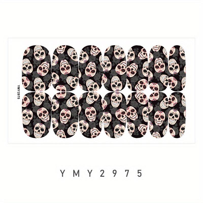 Skull Toenail Polish Stickers Self Adhesive Art Decal Strips