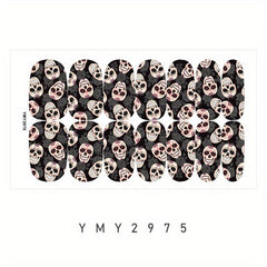 Skull Toenail Polish Stickers Self Adhesive Art Decal Strips
