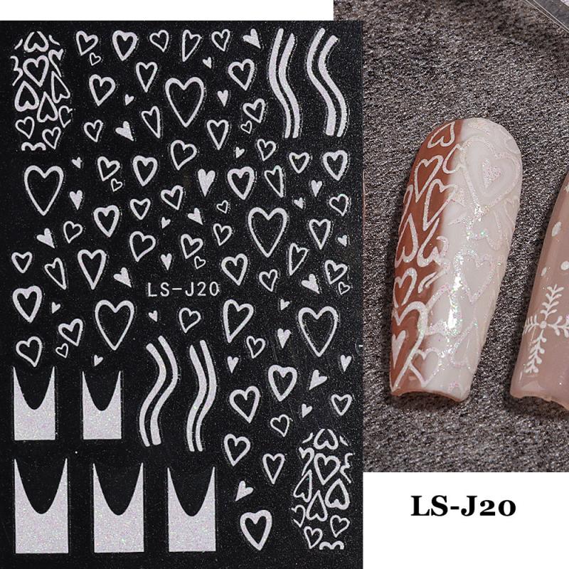 3D Snowflake Deer Heart Nail Art Stickers for Winter