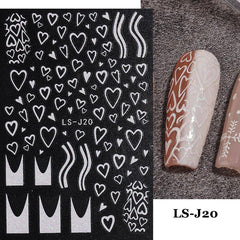 3D Snowflake Deer Heart Nail Art Stickers for Winter