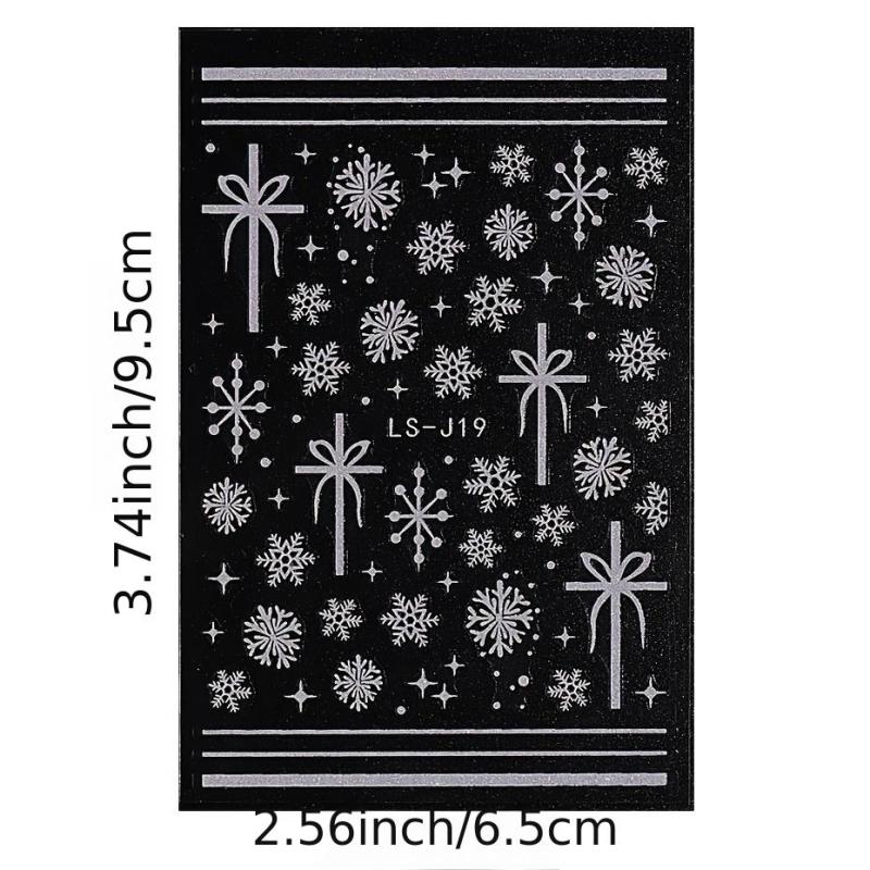 3D Snowflake Deer Heart Nail Art Stickers for Winter