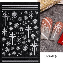 3D Snowflake Deer Heart Nail Art Stickers for Winter