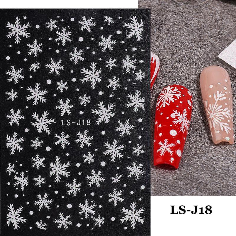 3D Snowflake Deer Heart Nail Art Stickers for Winter