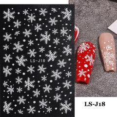 3D Snowflake Deer Heart Nail Art Stickers for Winter