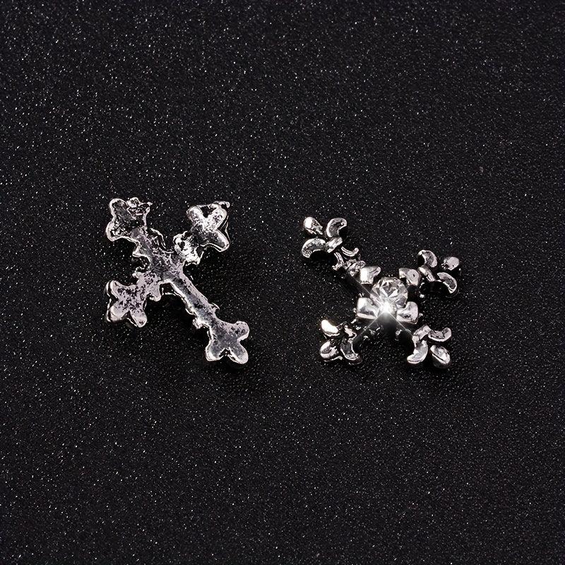 5 pcs Retro Punk Metal Cross Nail Charms