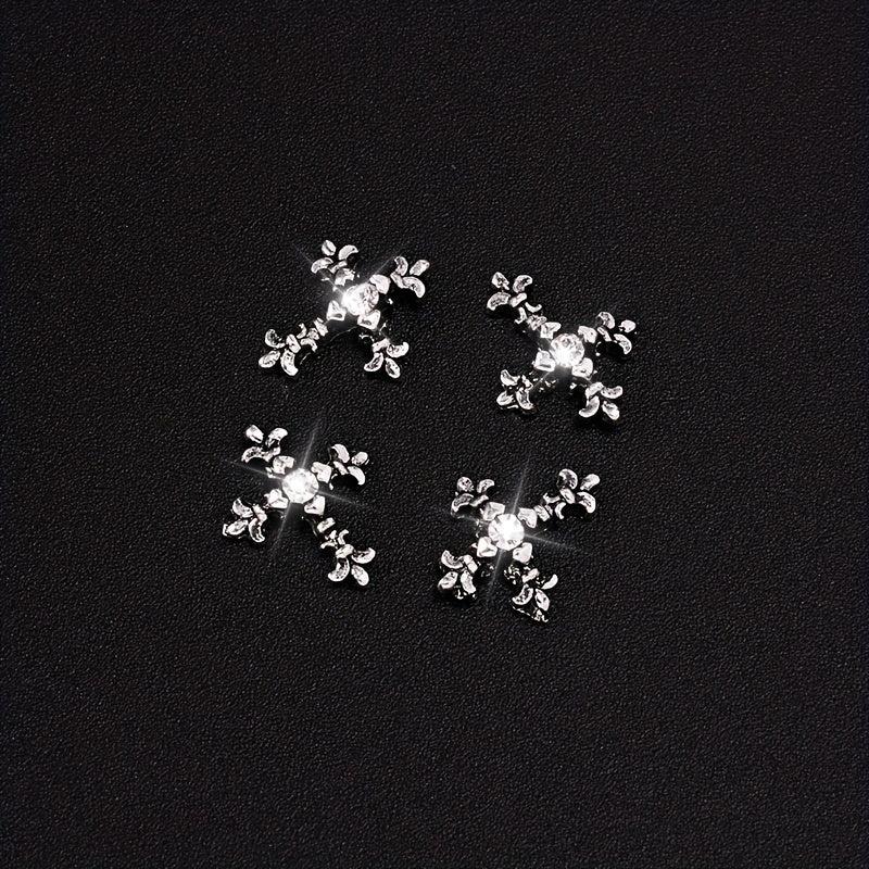 5 pcs Retro Punk Metal Cross Nail Charms