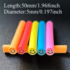 10 Pcs 5mm Smiling Face Polymer Clay Cane for Slime Lip Gloss Resin Nail Art