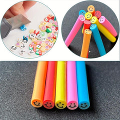 10 Pcs 5mm Smiling Face Polymer Clay Cane for Slime Lip Gloss Resin Nail Art