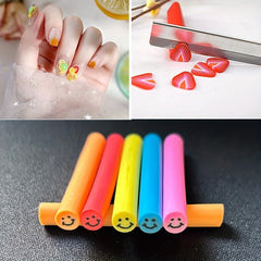 10 Pcs 5mm Smiling Face Polymer Clay Cane for Slime Lip Gloss Resin Nail Art