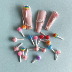 Colorful 3D Acrylic Lollipop Candy Nail Art Charms