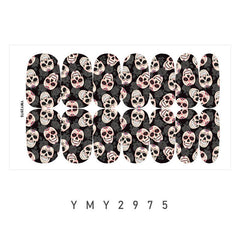 Halloween Skull Full Nail Stickers Gothic Nail Decals For DIY