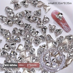 20 pcs 3D Clear Nail Rhinestones Heart Charms for Nail Art