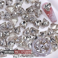 20 pcs 3D Clear Nail Rhinestones Heart Charms for Nail Art