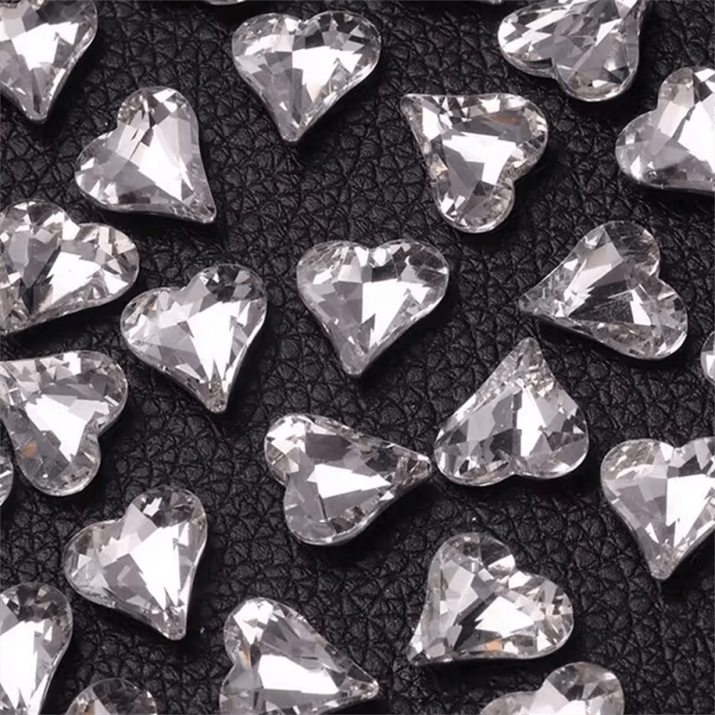 20 pcs 3D Clear Nail Rhinestones Heart Charms for Nail Art