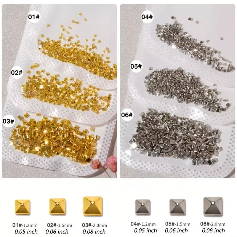 200 Pcs Punk Square Metal Rivet 3D Nail Art Decoration