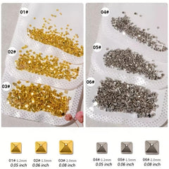200 Pcs Punk Square Metal Rivet 3D Nail Art Decoration