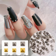 200 Pcs Punk Square Metal Rivet 3D Nail Art Decoration