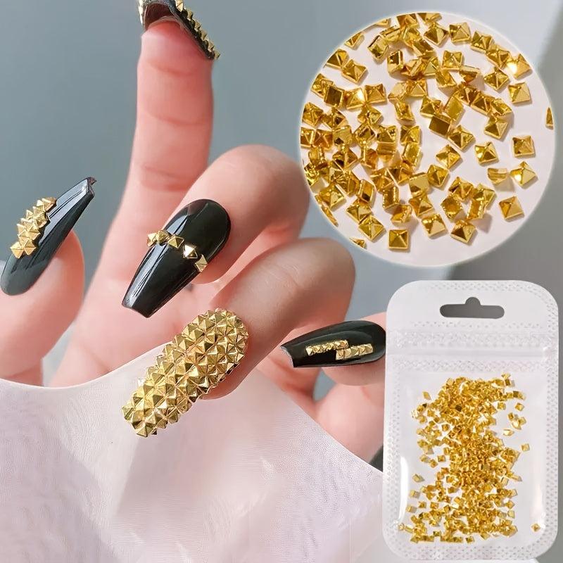 200 Pcs Punk Square Metal Rivet 3D Nail Art Decoration