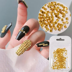 200 Pcs Punk Square Metal Rivet 3D Nail Art Decoration