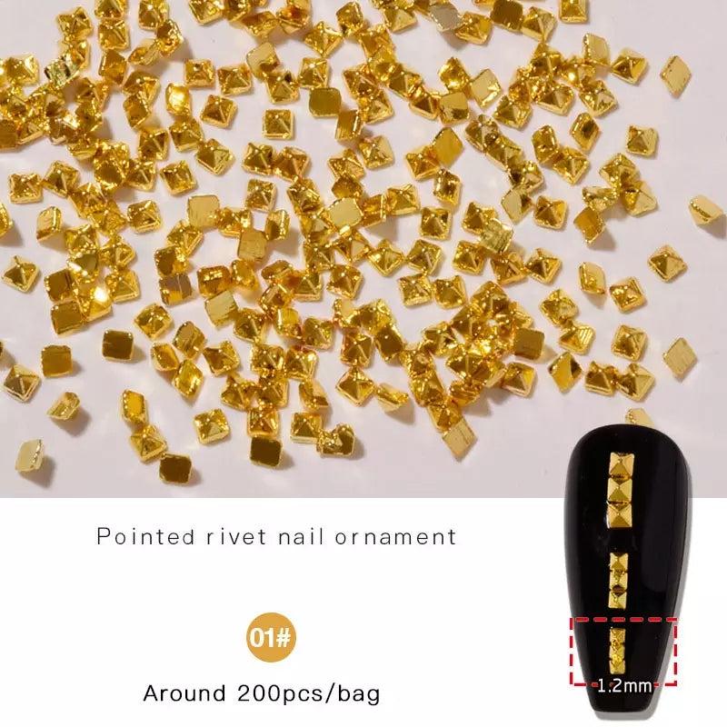 200 Pcs Punk Square Metal Rivet 3D Nail Art Decoration