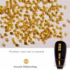 200 Pcs Punk Square Metal Rivet 3D Nail Art Decoration