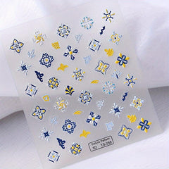 Bohemian Art Holographic Nail Stickers Plastic Embossed Decals