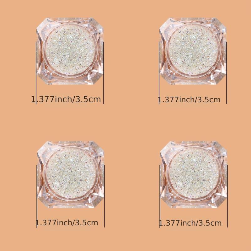 4 Bottle Micro Pixie Beads Gravel Nail Crystals Rhinestones Decorations