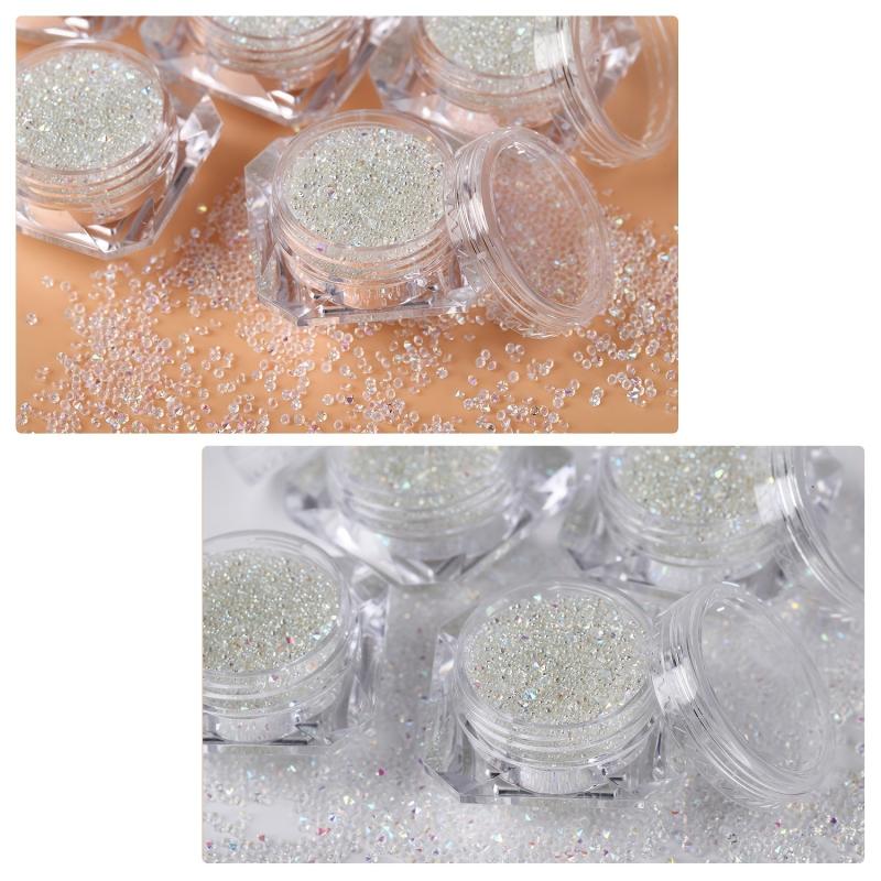 4 Bottle Micro Pixie Beads Gravel Nail Crystals Rhinestones Decorations