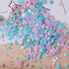 30g Mixed Pearl & Rhinestone Crafts 3mm-10mm Flat Back Tumblers Nail Face Art