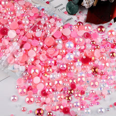 30g Mixed Pearl & Rhinestone Crafts 3mm-10mm Flat Back Tumblers Nail Face Art