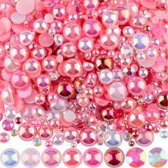 30g Mixed Pearl & Rhinestone Crafts 3mm-10mm Flat Back Tumblers Nail Face Art