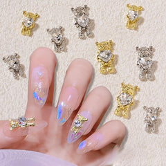 2 Pcs Heart Bear Hug Love 3D Nail Art Charms For Manicure