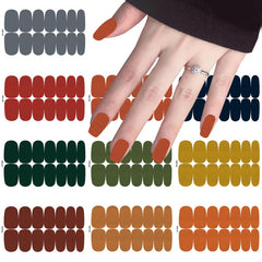 Glitter Nail Polish Stickers Self Adhesive Nail Strips Decals for Women - Solid