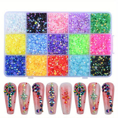 AB Resin Nail Art Rhinestones 15 Colors 3-4mm