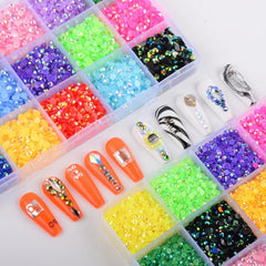AB Resin Nail Art Rhinestones 15 Colors 3-4mm
