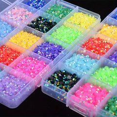 AB Resin Nail Art Rhinestones 15 Colors 3-4mm