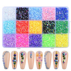 AB Resin Nail Art Rhinestones 15 Colors 3-4mm