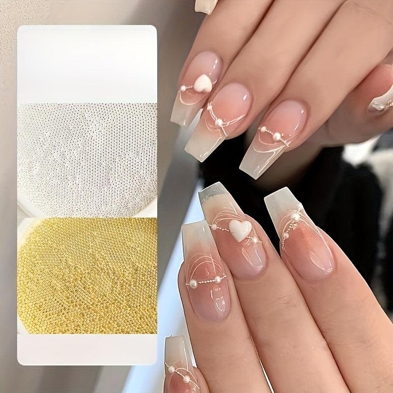Nail Caviar Beads Golden Silvery Rose Golden Nail Art Metal Mini Beads
