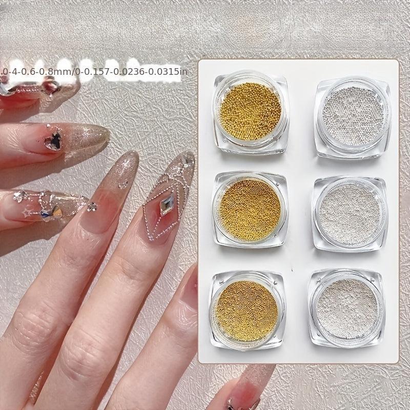 Nail Caviar Beads Golden Silvery Rose Golden Nail Art Metal Mini Beads