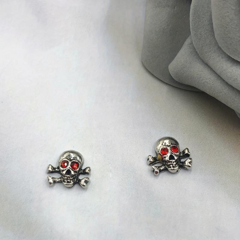 Skull Nail Charms with Rhinestone 3D Alloy Nail Gem