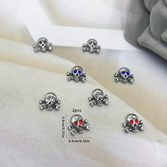 Skull Nail Charms with Rhinestone 3D Alloy Nail Gem