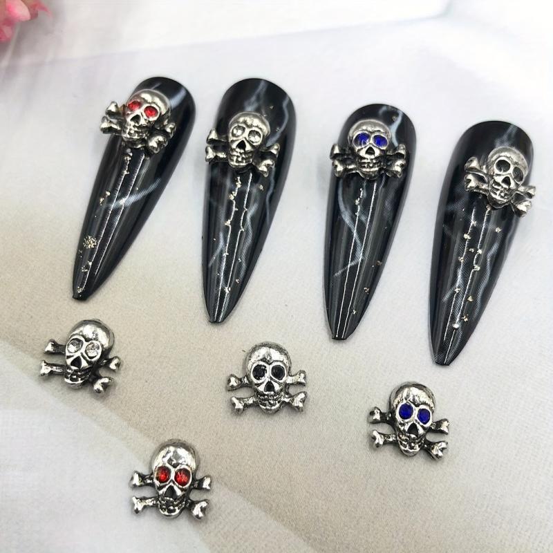 Skull Nail Charms with Rhinestone 3D Alloy Nail Gem