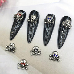 Skull Nail Charms with Rhinestone 3D Alloy Nail Gem