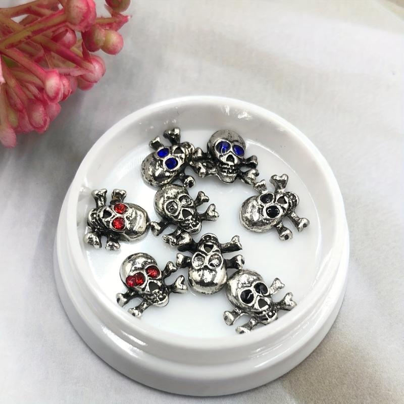 Skull Nail Charms with Rhinestone 3D Alloy Nail Gem