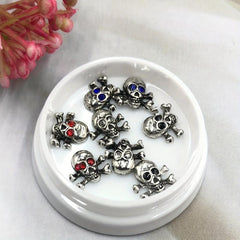 Skull Nail Charms with Rhinestone 3D Alloy Nail Gem