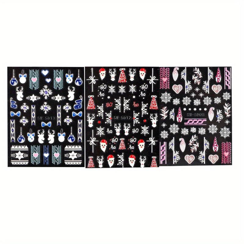 3D Embossed Christmas Nail Art Decals 6 Styles