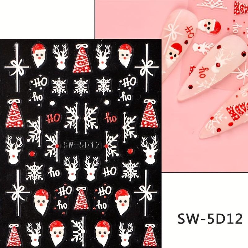 3D Embossed Christmas Nail Art Decals 6 Styles