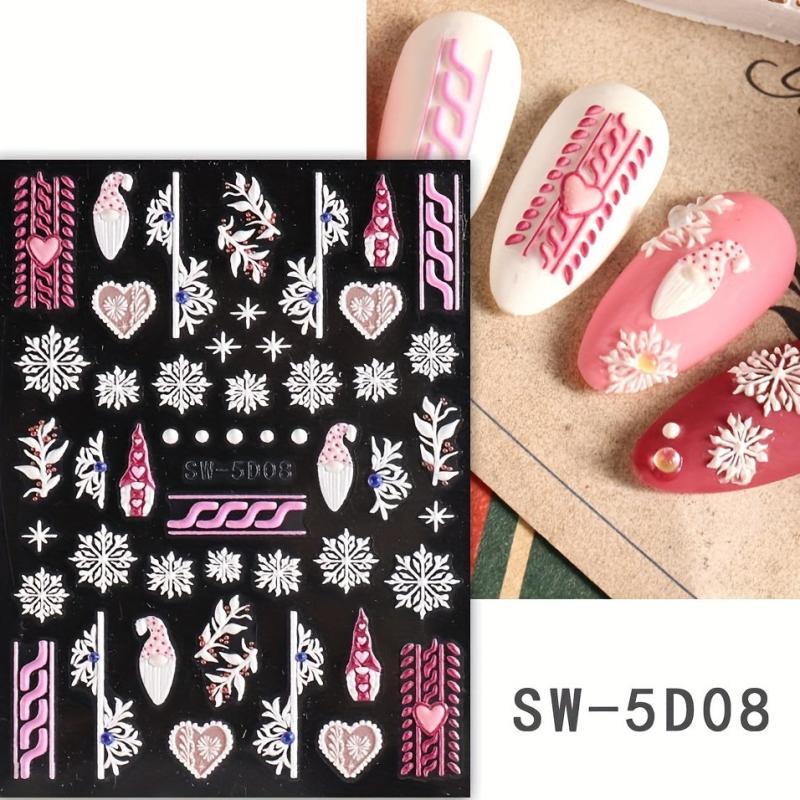 3D Embossed Christmas Nail Art Decals 6 Styles